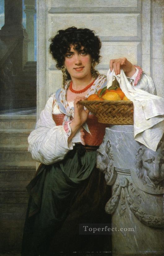 pisan girl with basket of oranges and lemons Academic Classicism Pierre Auguste Cot Oil Paintings